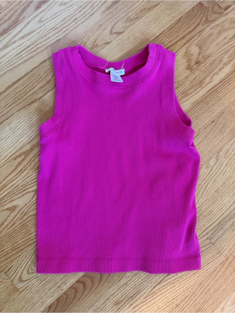 Moa Moa Womens Ribbed Sleeveless Tank Top in Hot Pink